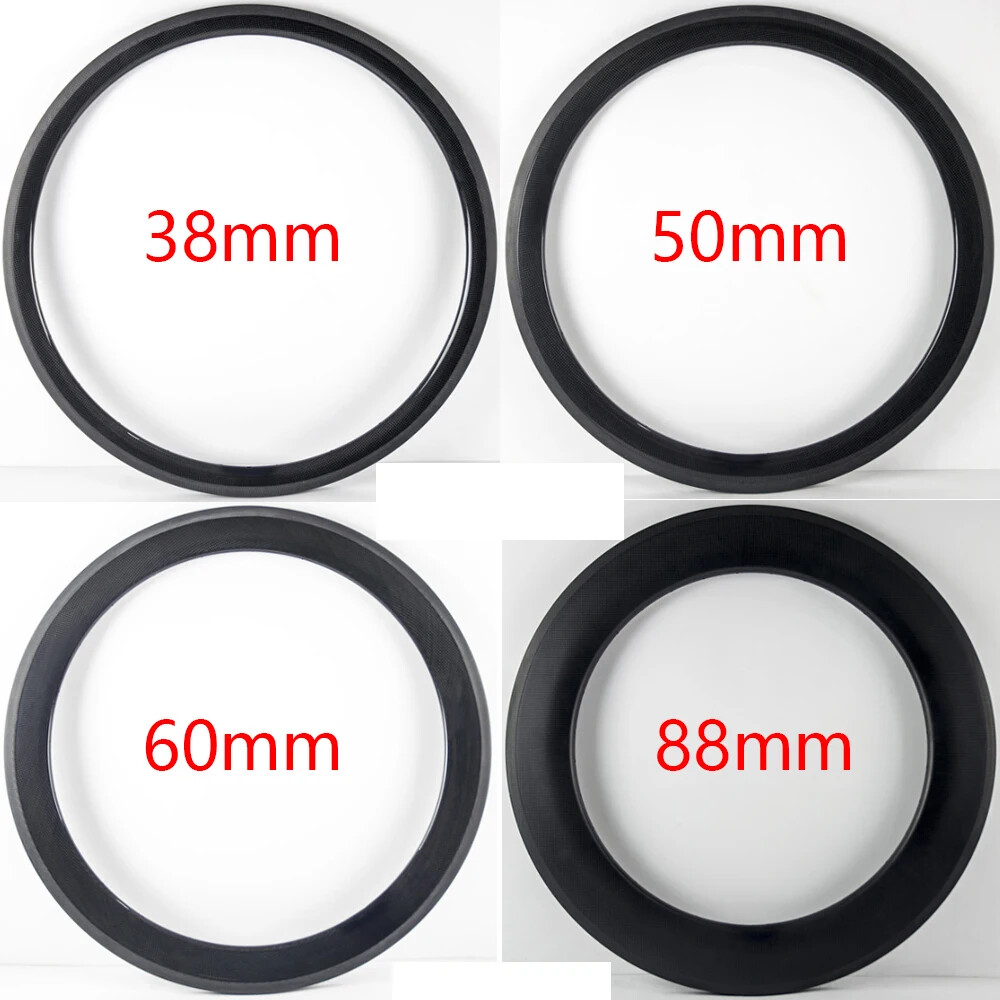 700C 38 50 60 88mm Deep Road Carbon Rims Tubular Clincher Tubeless V Disc Brake