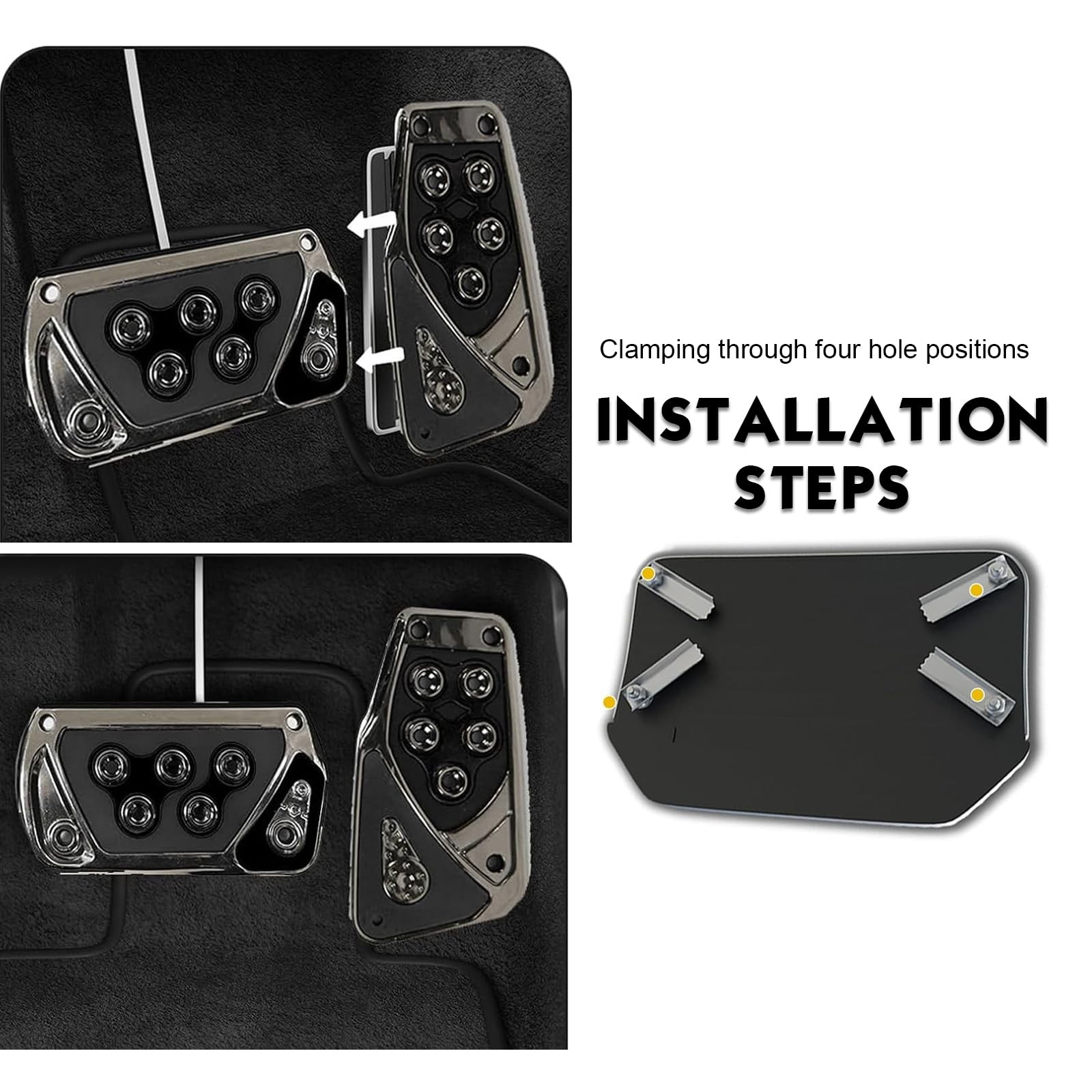 Car Pedal Pads, Anti-slip Transmission Brake and Accelerator Pedal Black 2 PCS