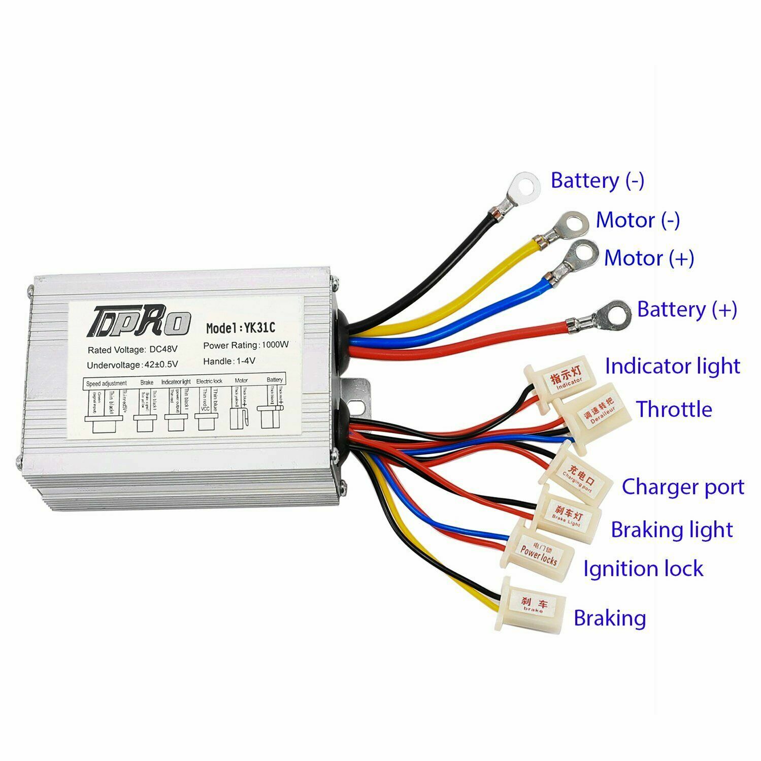 DC48V 1000W Brush Motor Controller Conversion Kit for Electric Bicycle ATV Ebike