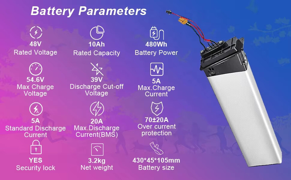 for SAMEBIKE BEZIOR KAISDA 48V 10Ah Electric Bike Li-ion Battery Replacement