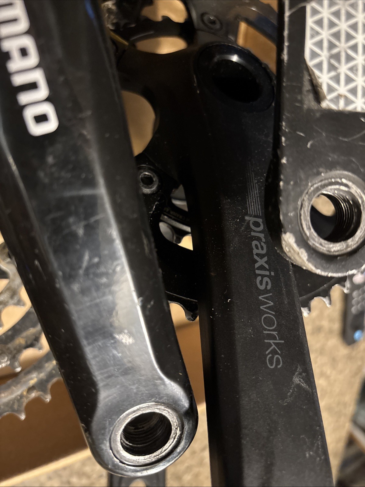 Lot of 7 Bike Cranks Shimano Praxis Etc. Some With Sprockets. Grip And Rip !!!!