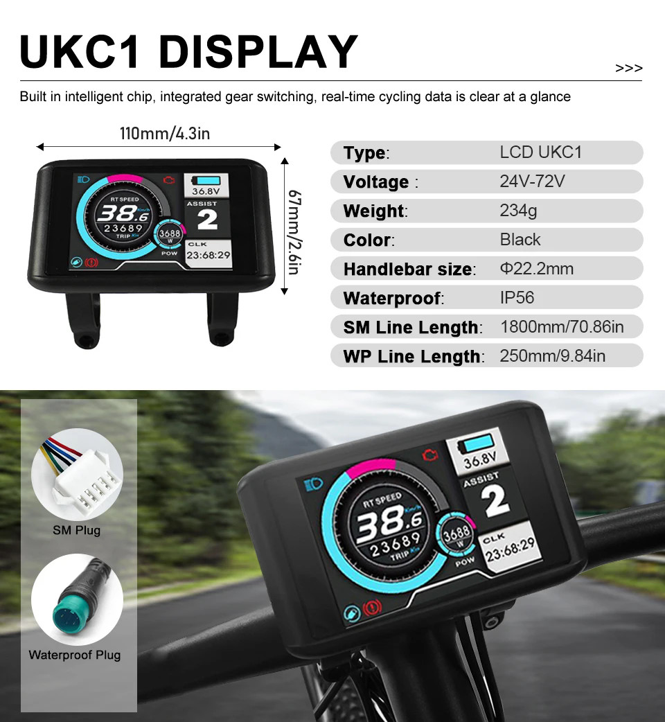 E-bike 40A 3-Mode Sine Wave Controller 36V 48V 1500W 2000W with LCD Display Set