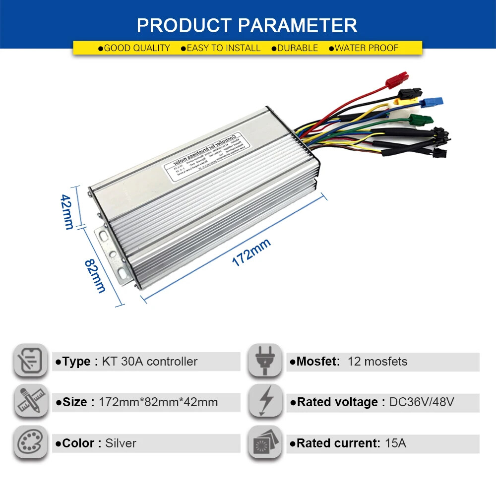 E-bike Controller 48V 1000W 1500W 30A Waterproof Connector with Light Function