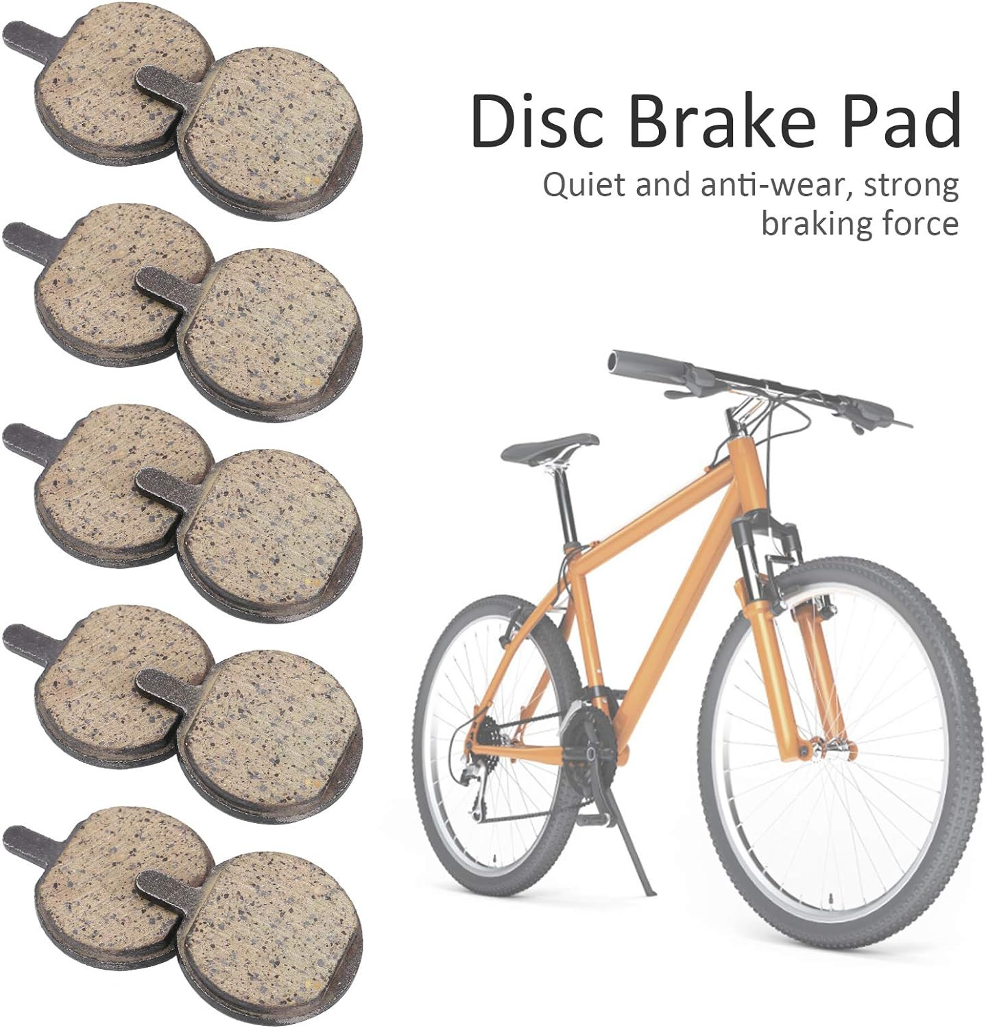 Bike Brake Pads, Bicycle Disc Resin Brakes Pad Semi Metal Smooth Braking Low Noi