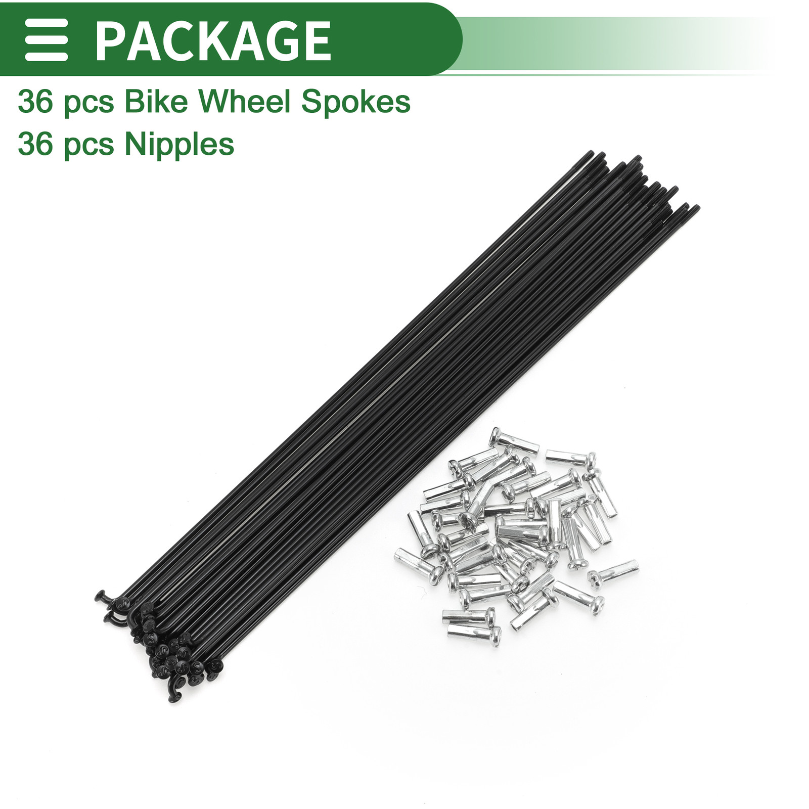 Universal Piece of 36 Bicycle Wheel Spokes Nipple 14G 203mm Black Carbon Steel