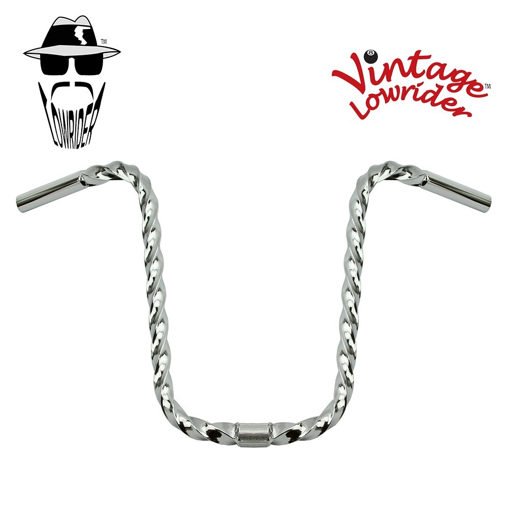 Original Lowrider 13″ Square Twisted Bicycle Handlebar 25.4mm Clamp Chrome Plate