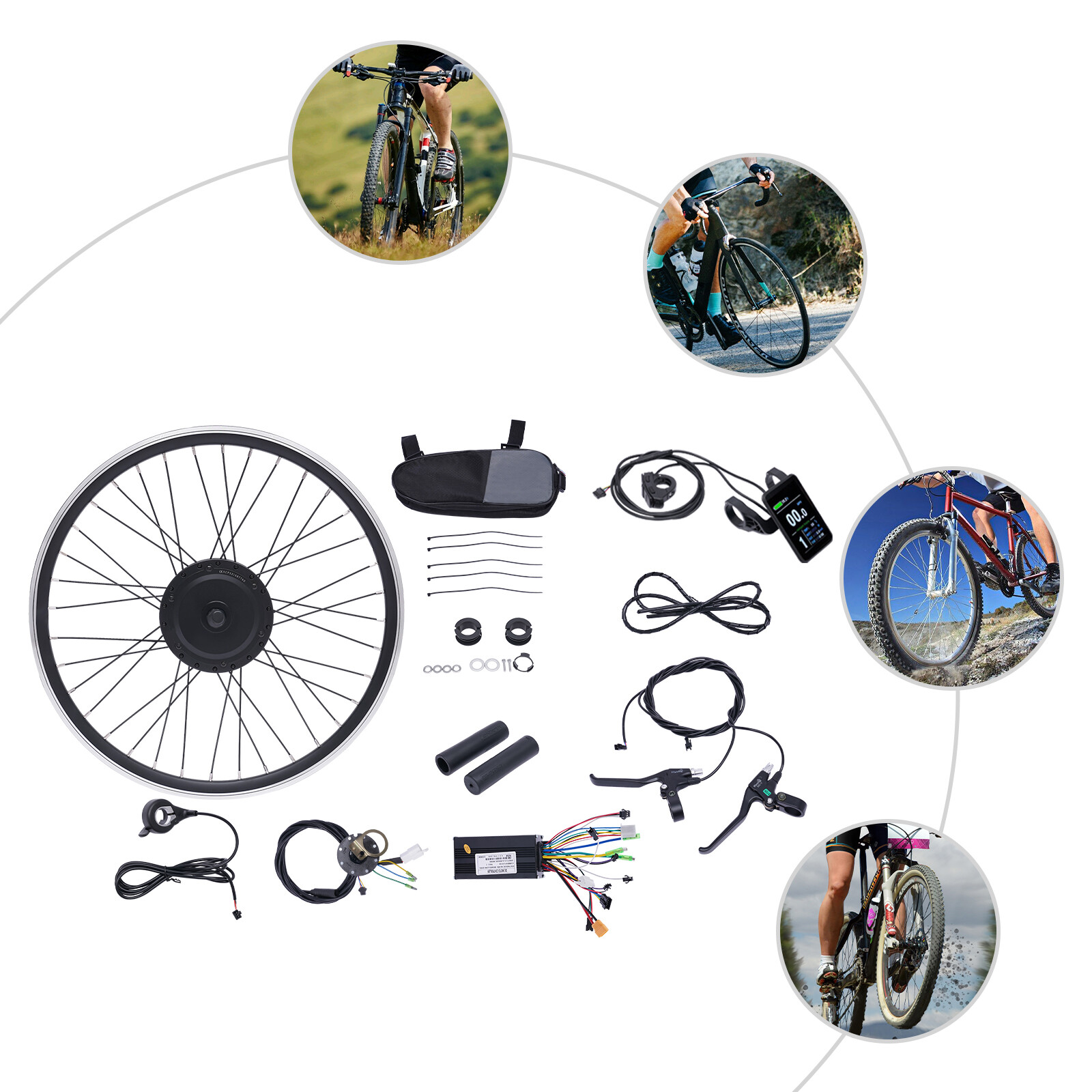 24 inch Front Wheel E-Bike Electric Bicycle Conversion Kit Hub Motor 36V 500W US