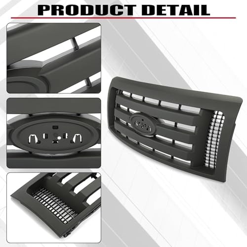 Front Grille Compatible with 2009-2014 Ford F150 XL Model Bumper Painted Black