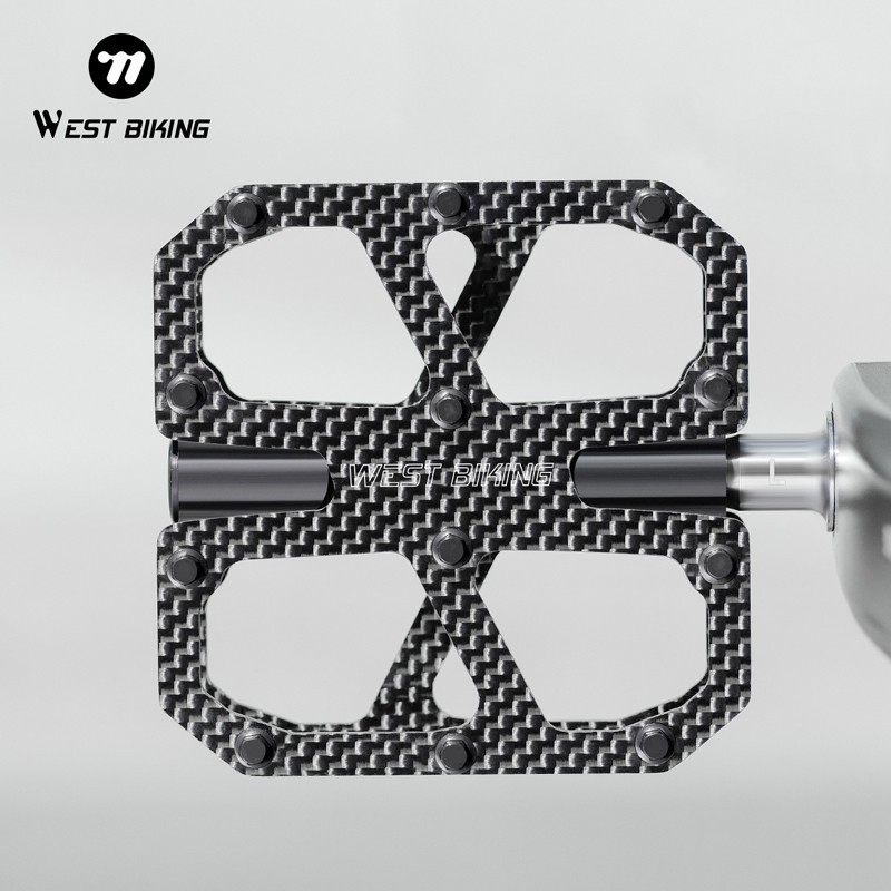 WEST BIKING Carbon Fiber Road Bike Pedals 3 Bearing Titanium Axis Bicycle Pedals