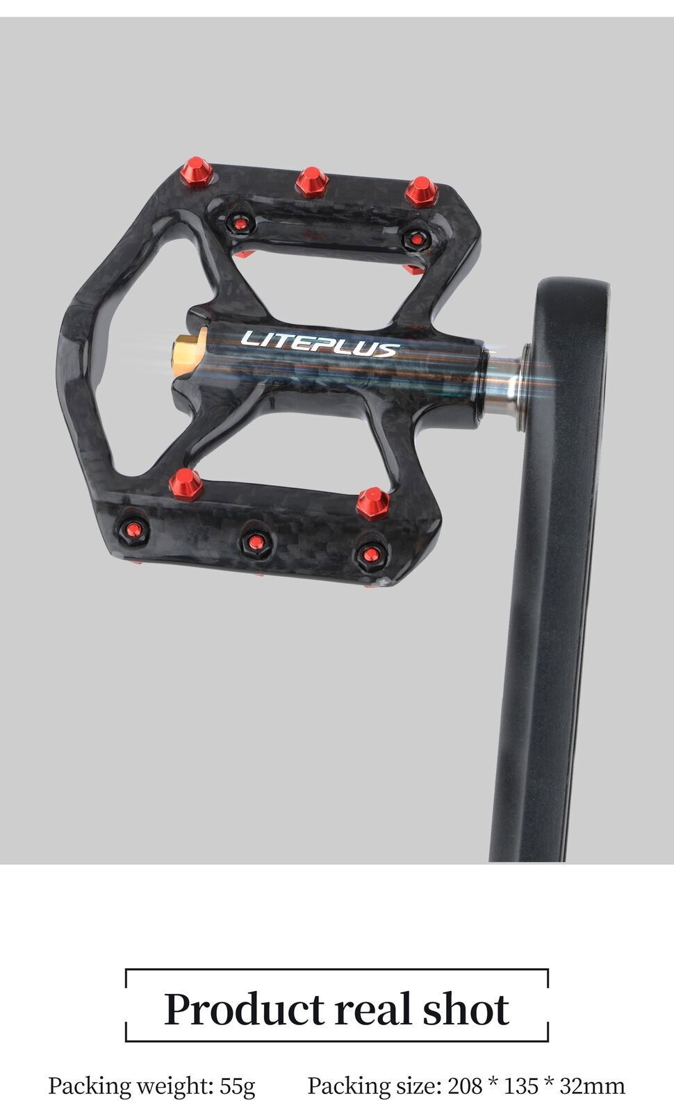 LITEPLUS Ultralight 181g Carbon Titanium Bike Pedal 9/16″ MTB Road Bike Pedals