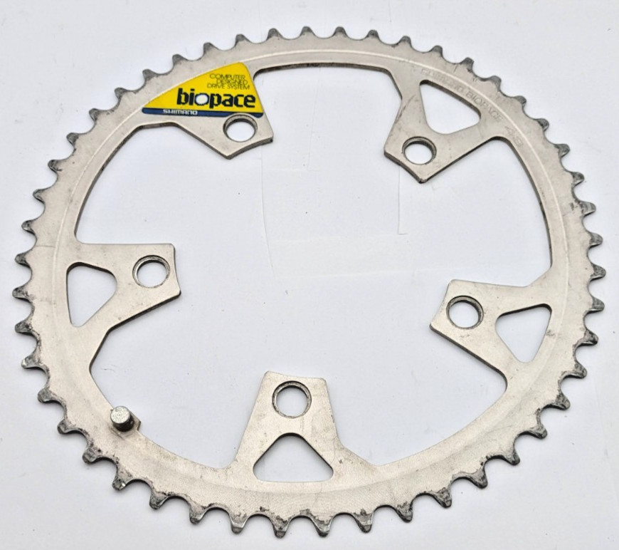 SHIMANO BIOPACE 48 TOOTH 48T CHAINRING 110MM BCD SILVER 5-ARM ALUMINUM