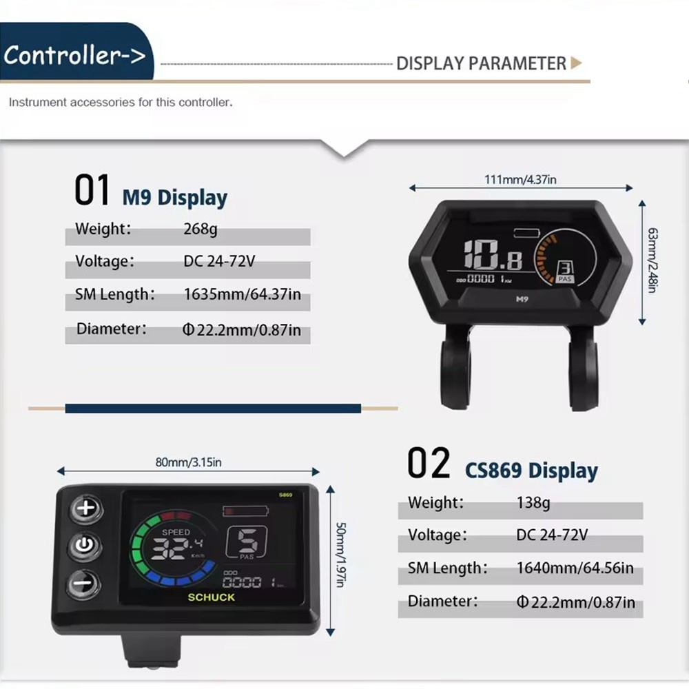 36V-52V Sine Wave Ebike Controller Kit – LCD Display + PAS Sensor