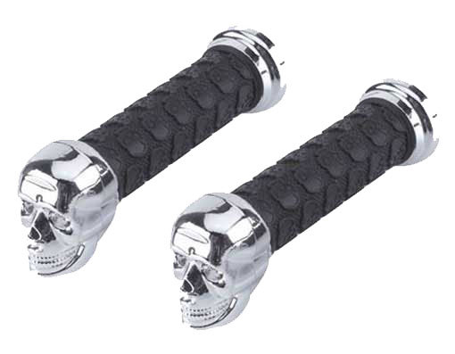 NEW! Lowrider Bicycle Grips SKULL Black & Chrome Beach Cruiser Chopper BMX Bike