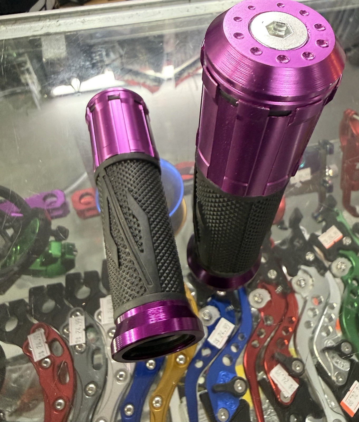 Motorcycle Gy6 7/8 Handlebar Grips Alum Cover Rubber Nonslip Chuma Purple