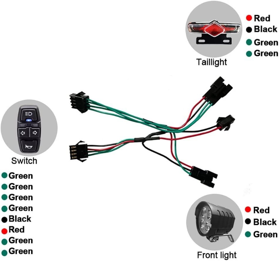 Ebike Light Set 36V 48V 52V 60V Lithium Conversion Kit Headlight Tail Horn