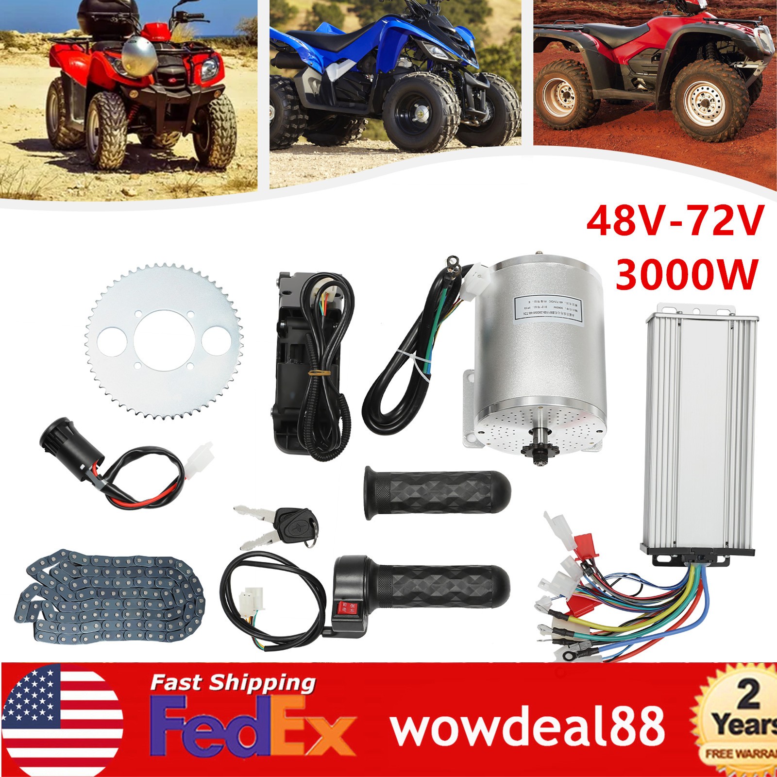 For Electric Scooter 6000RPM 48-72V 3000W E-bike Brushless Motor Controller Kit