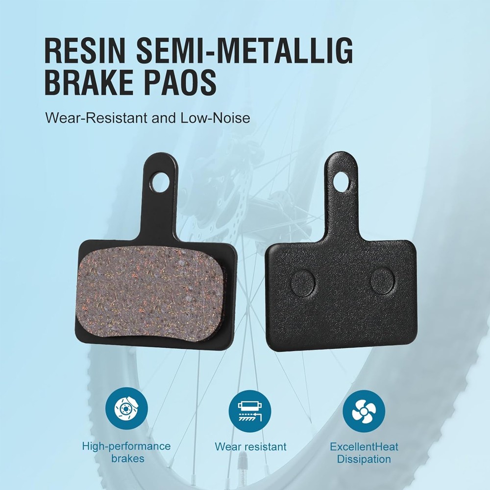 4 Pairs MTB Disc Brake Pads Resin & Semi-Metallic Quiet W/ Install Kit E-Bike