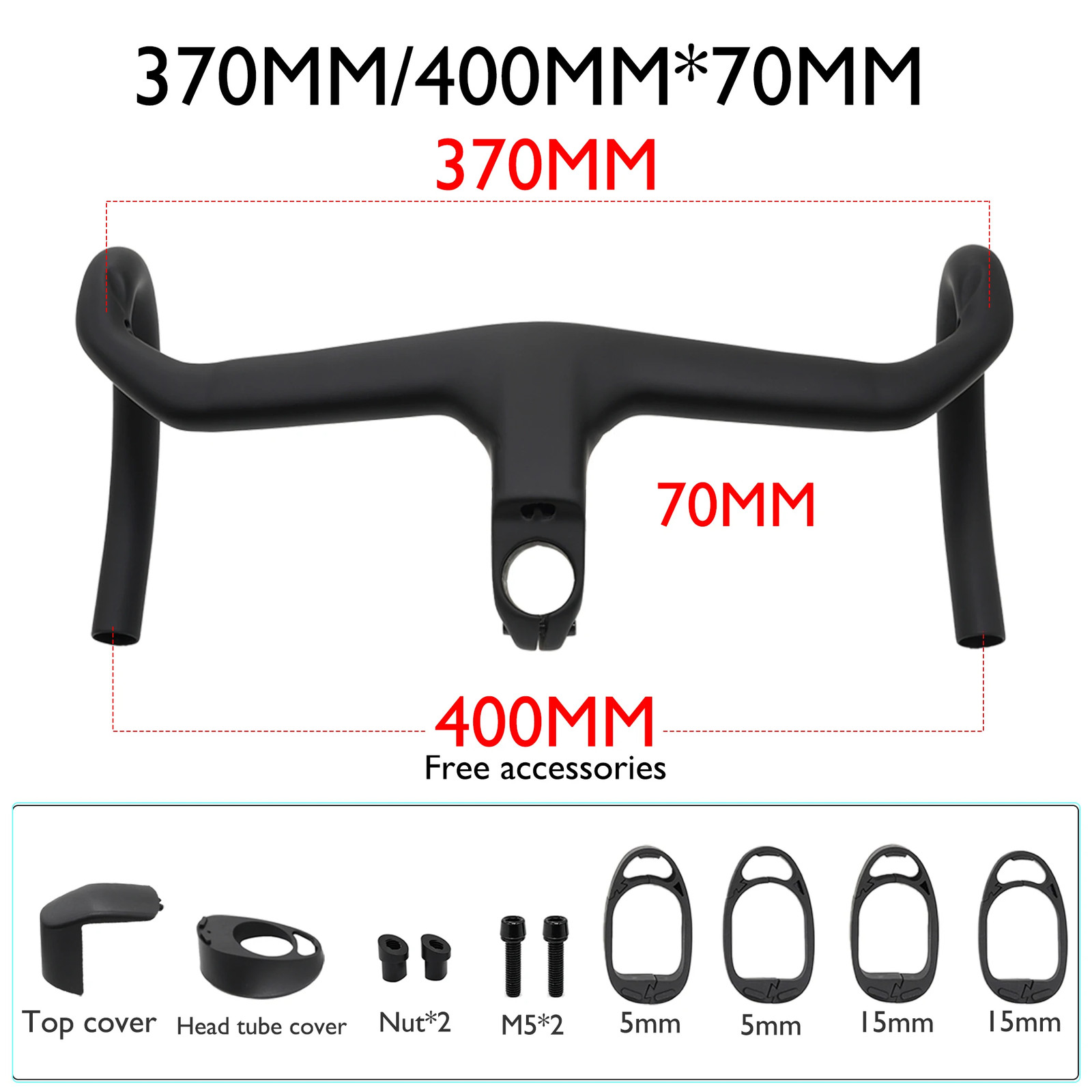 Full Carbon Fiber Road Bike Cockpit Drop Bar 380-440mm External Cable Routing