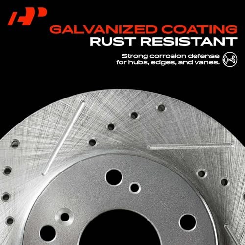 10.19 inch (259mm) Rear Drilled and Slotted Disc Brake Rotors Compatible with