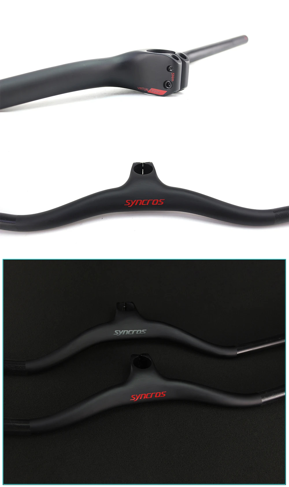 Mountain Bike Integrated Carbon Handlebar with Stem -8 -17 -25 Degree 60x740mm