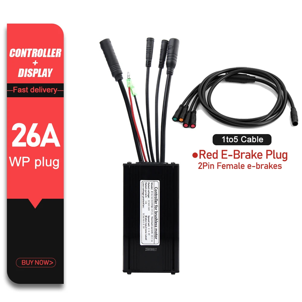 E-bike Controller 36V 48V 52V 26A Waterproof Sinewave Controller 500W 750W