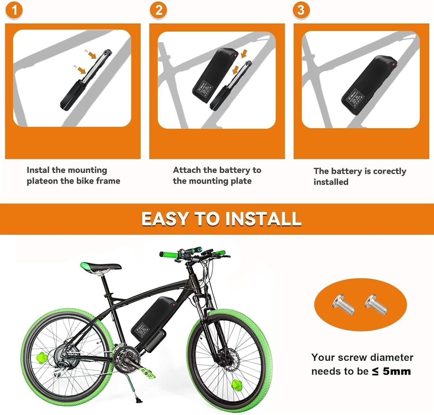 52V 48V 36V 10Ah 15Ah 20Ah Electric Bike Bicycle Ebike Lithium Battery 4Pin/5Pin
