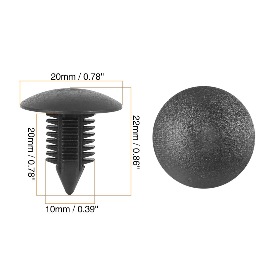 X AUTOHAUX 40pcs 10mm Hole Dia Plastic 22x20mm / 0.86″x0.78″(L*Max.D), Black