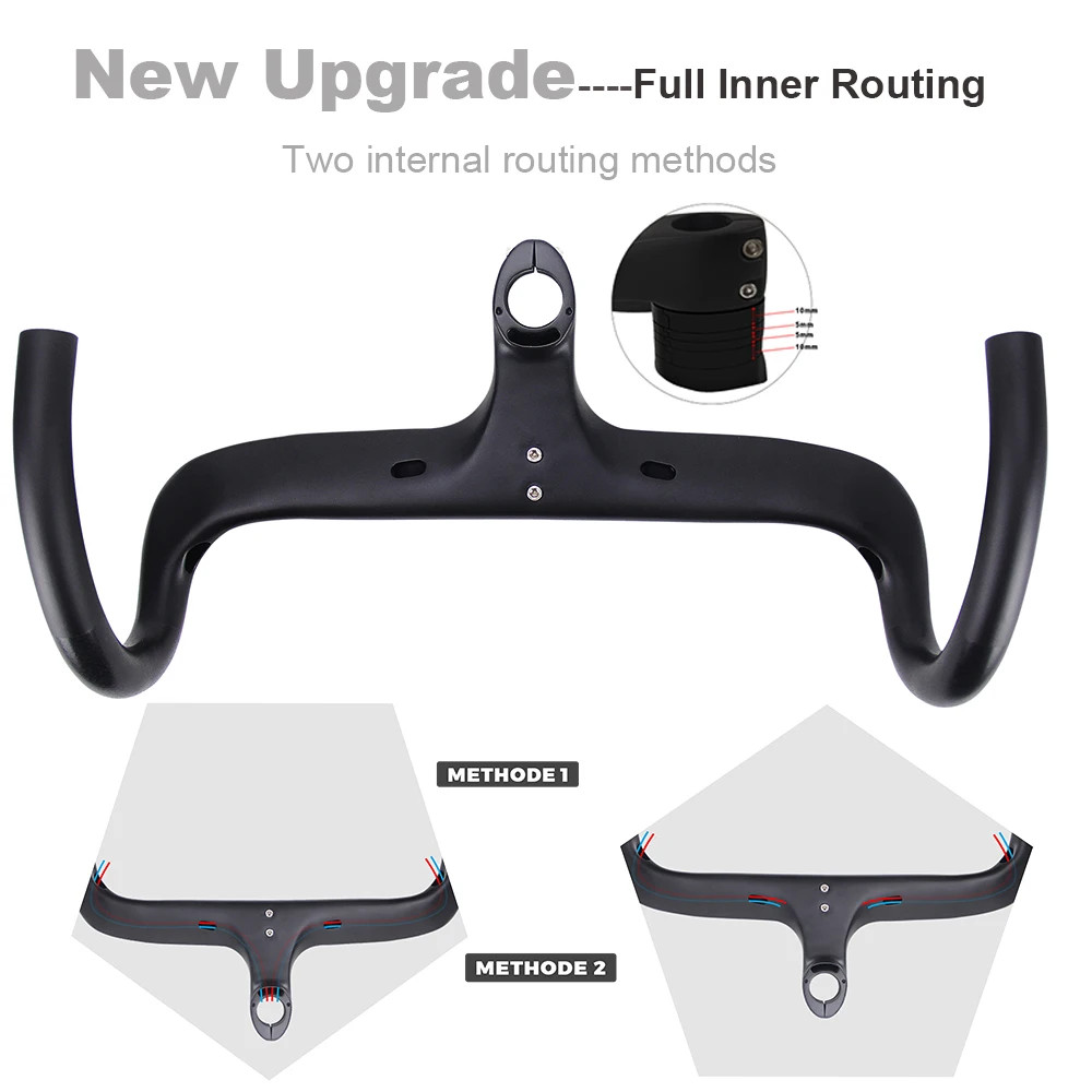 Road Bike Full Internal Routing Racing Drop Carbon Handlebars with Spacer