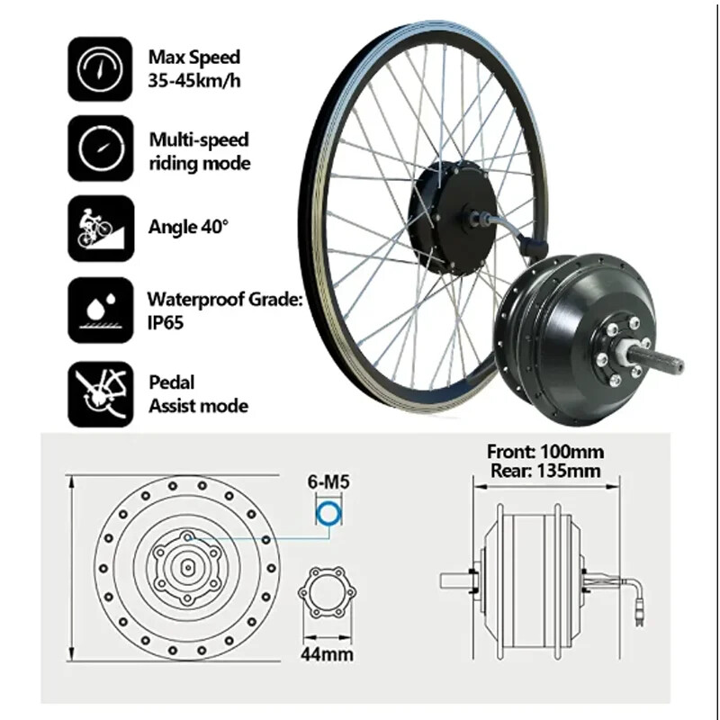 48V 250W-500W E-bike Motor Wheel Front/Rear Brushless Wheel Hub Motor 45KM/H