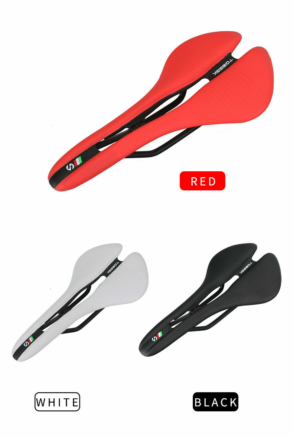 TOSEEK Bicycle Seat Comfort Leather MTB Road Bike Saddle Hollow Cushion 270*143