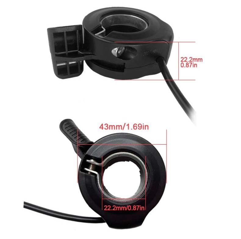 Schuck E-Bike Thumb Throttle 130X,Waterproof Accelerator,22.2mm/0.87in Handlebar