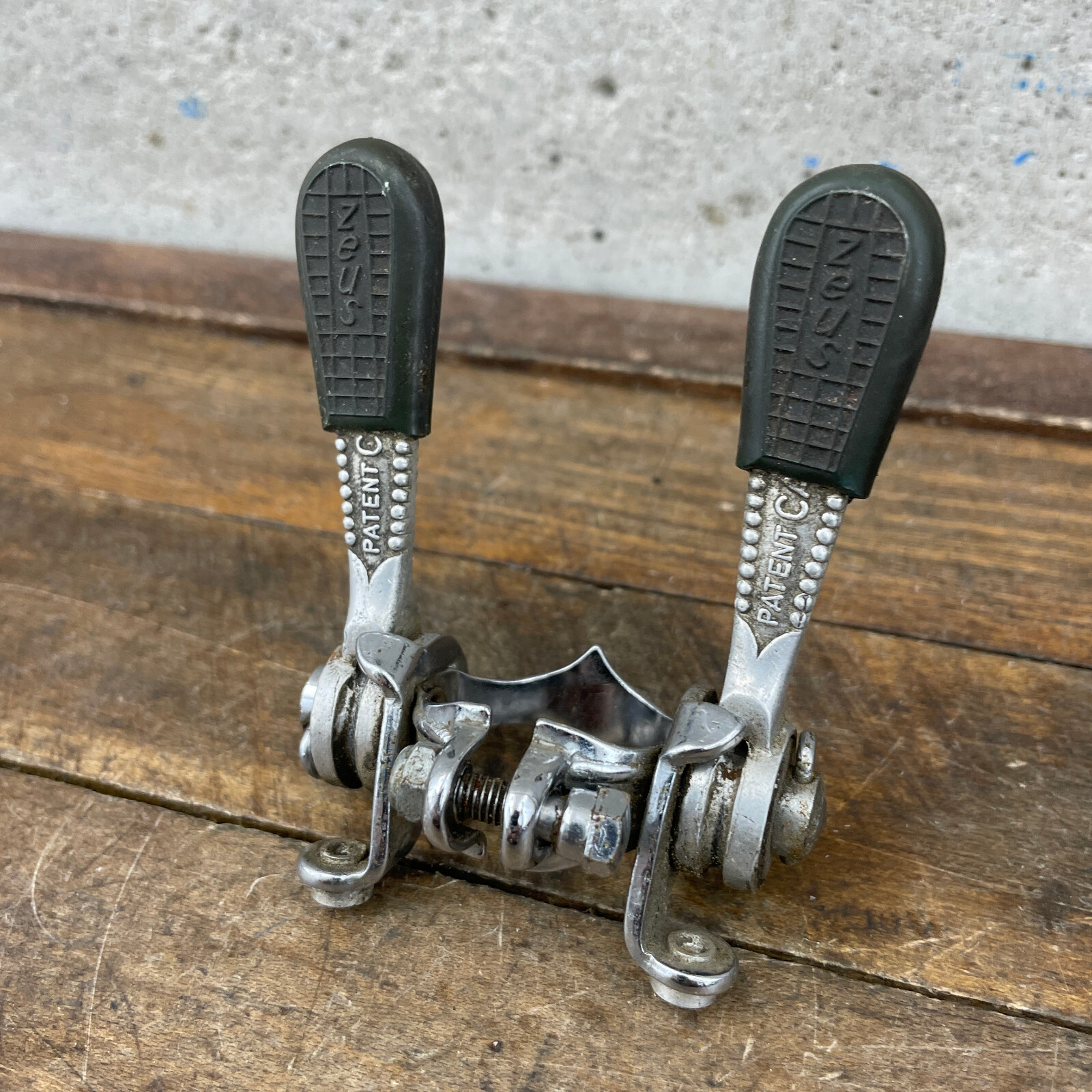Vintage Campagnolo Record Down Tube Shifter Set Zeus Covers Shift Lever Clamp