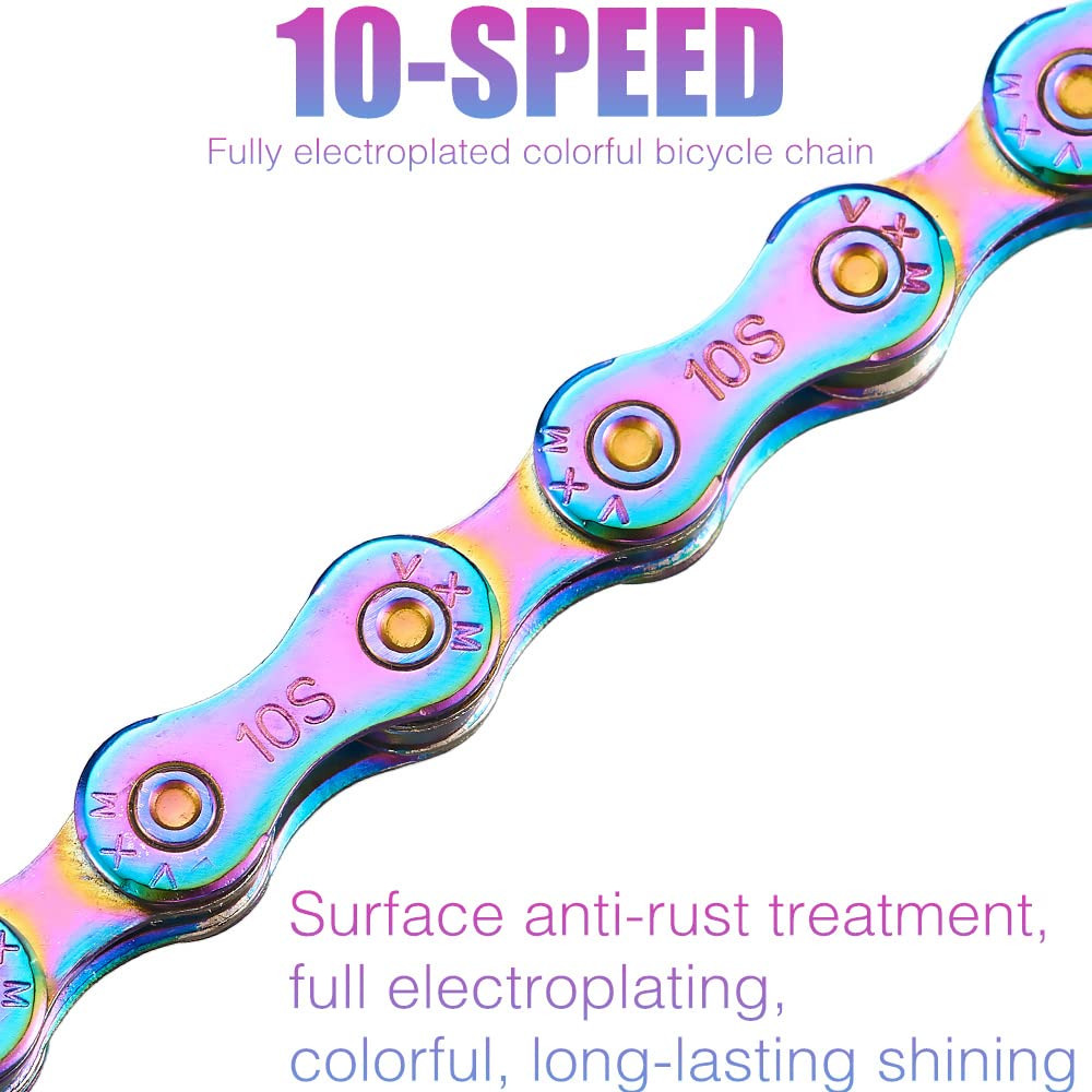 10 Speed Bike Chain Rainbow Chain for Bike 1/2″ X11/128 116 Links Lightweight Bi