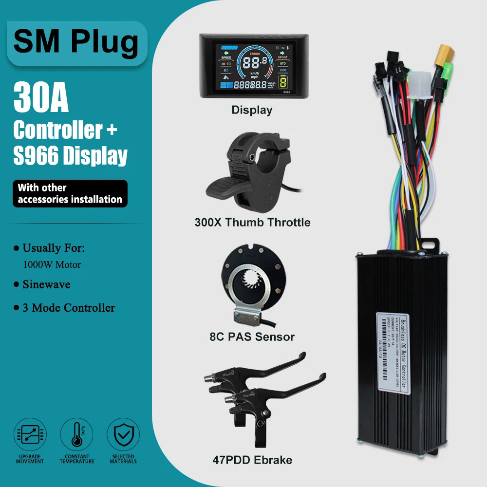 E-Bike Three-Mode Sine Wave Controller SM/WP Plug 36V 48V 17A 26A 30A 40A 60A