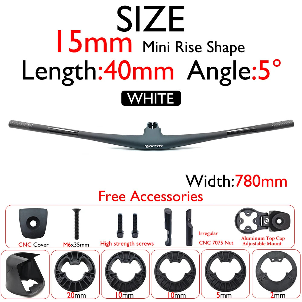 15°/25° Degree Full Carbon Fiber Integrated Cockpit MTB XC Handlebars 28.6mm