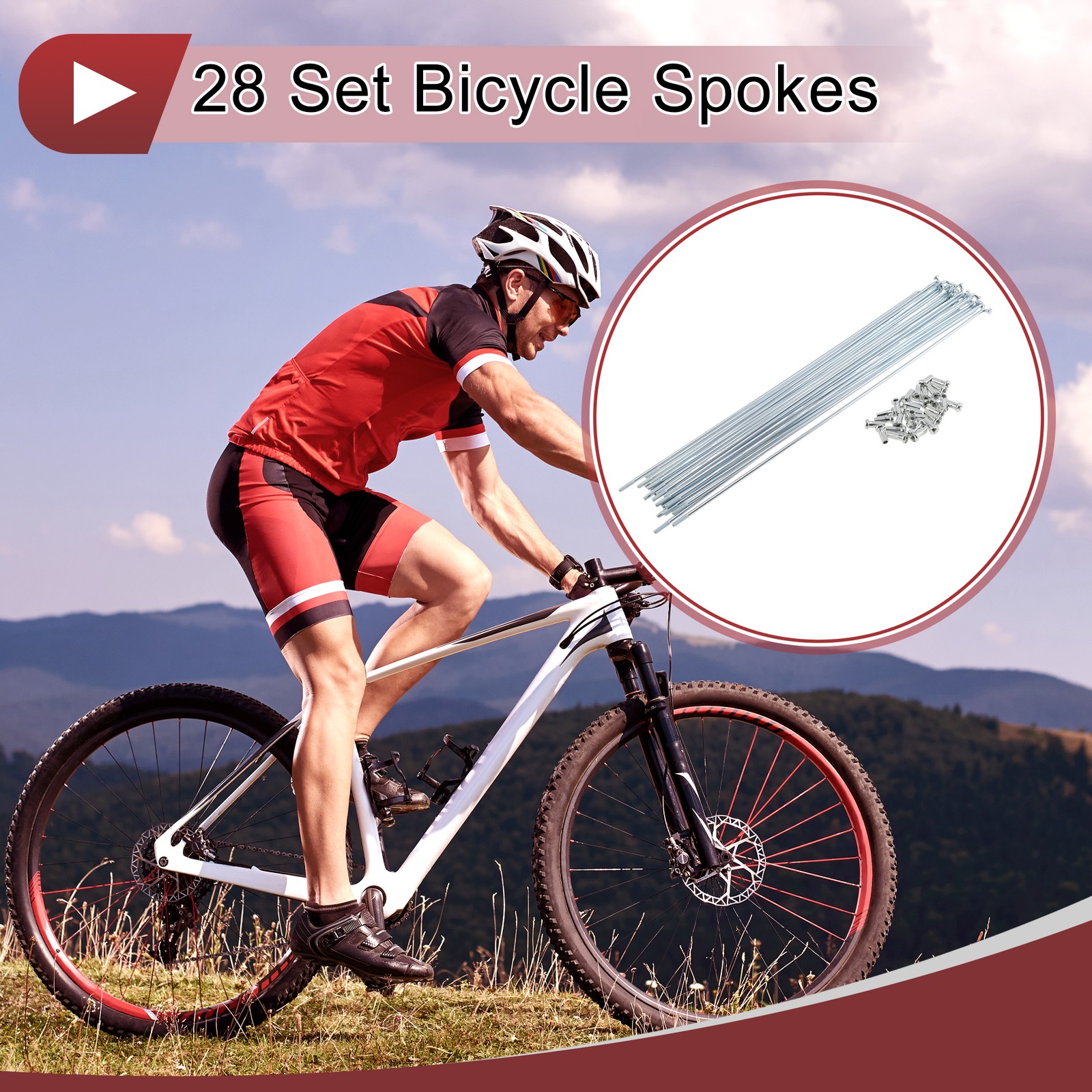 12G Bicycle Spoke 290 mm Bike Wheel Spoke Carbon Steel Galvanized Silver Tone