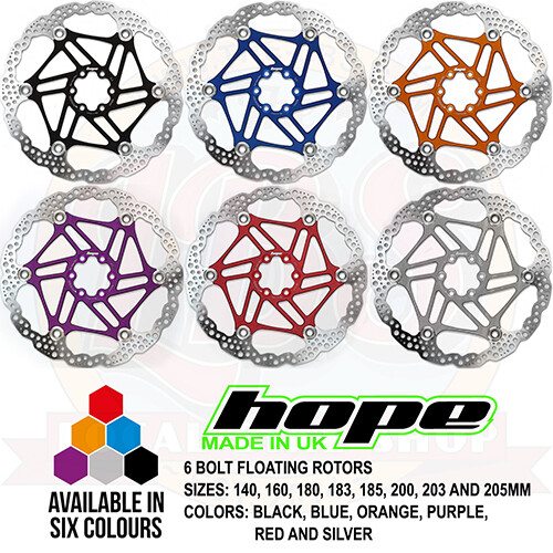 Hope 6 Bolt Floating Disc Rotor – All Colors and Sizes – Brand New