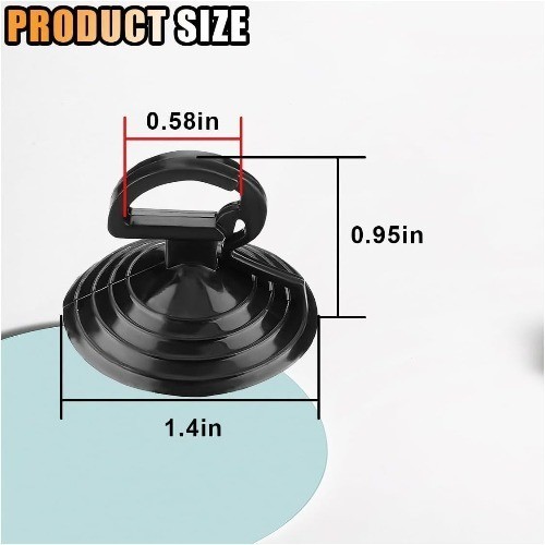 24PCS PVC Sunshade Suction Cups, Windshield Shade Pull Ring Hooks Color: Black