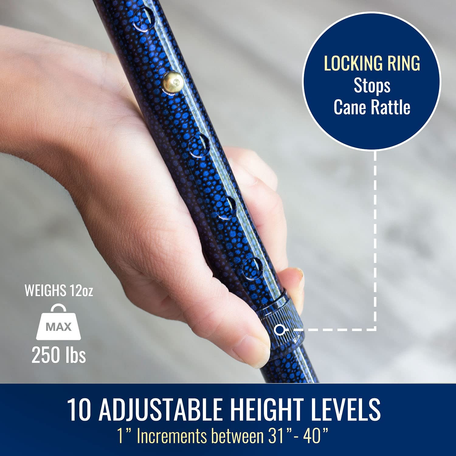 DMI Lightweight Aluminum Adjustable Walking 1 Count (Pack of 1), Copper Swirl