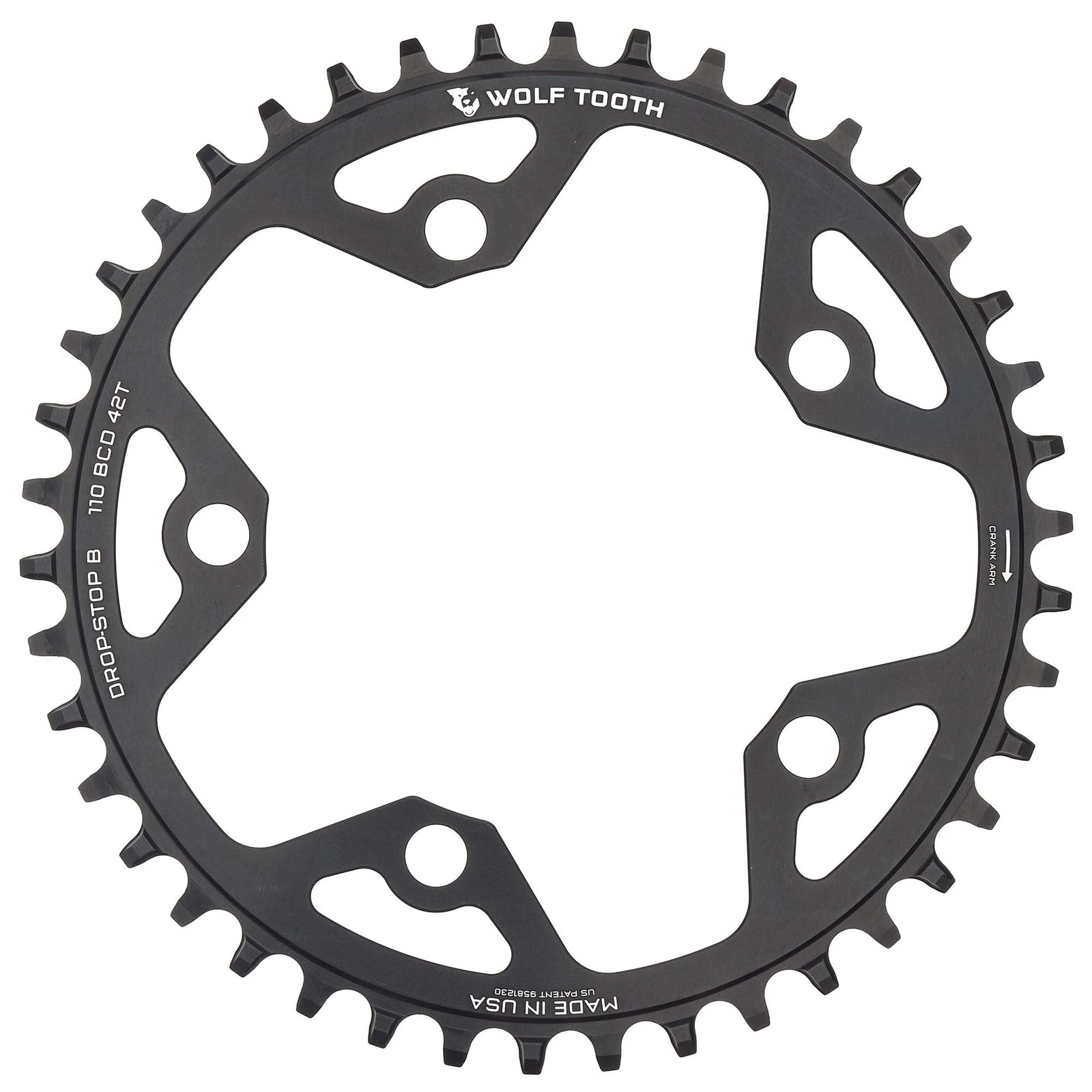 Wolf Tooth Chainring 44t 130 BCD 5-Bolt 10/11/12-Spd Alloy Blk Road Cyclocros