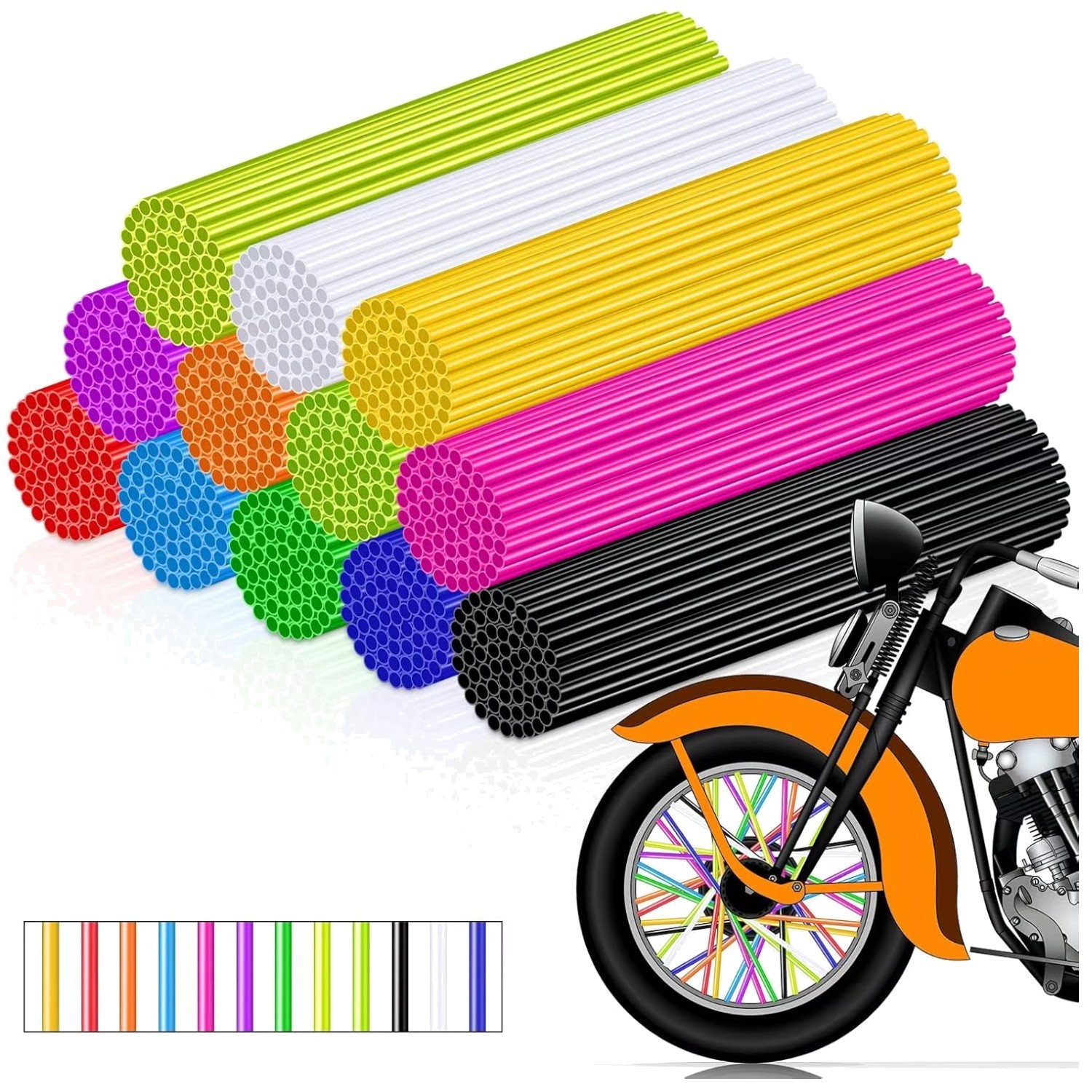 Decorative Bike Wheel Accessories – 216 Pcs Spoke Skins