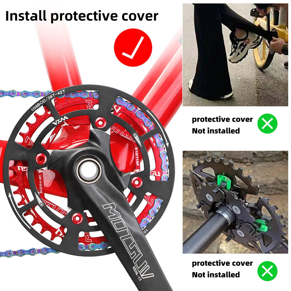 104BCD Bike Chainring Guard 32-42T Aluminum MTB Chainwheel Protector Cover