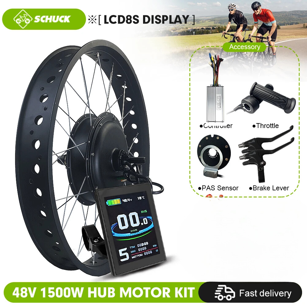 48V 1500W Snow E-bike Fat Brushless Gearless 20 24 26inch Rear Rotate Hub Motor