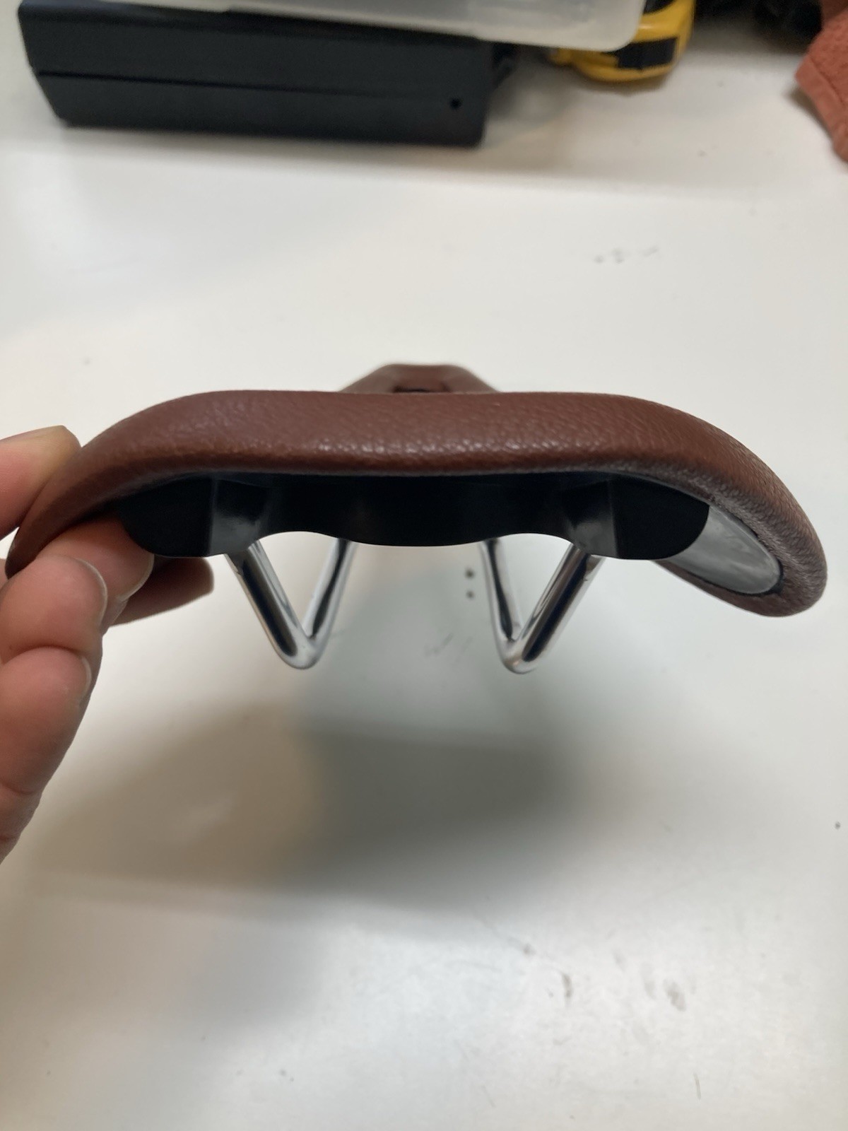 Brown leather saddle 160mm x 250mm road gravel mountain bike seat power short
