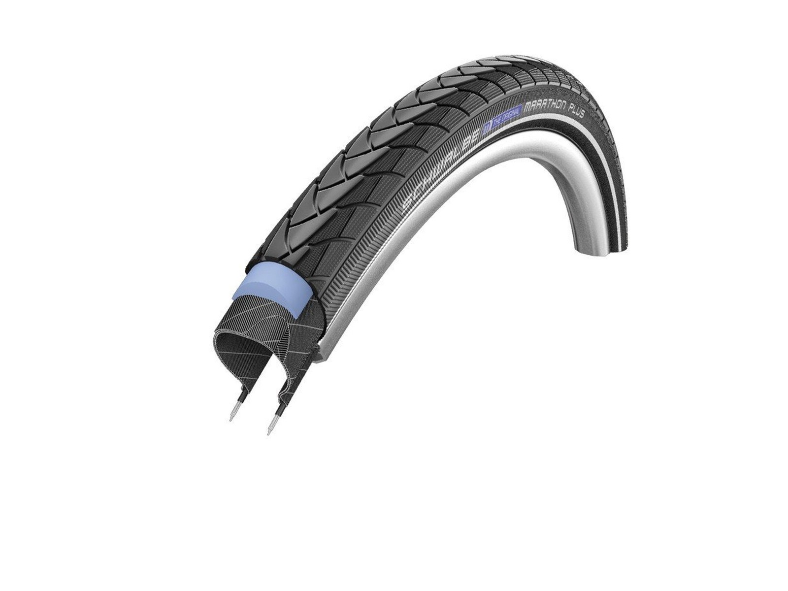 SCHWALBE Marathon Plus HS 348 Road Bike Tire 700 x 25mm Wire Beaded Reflex