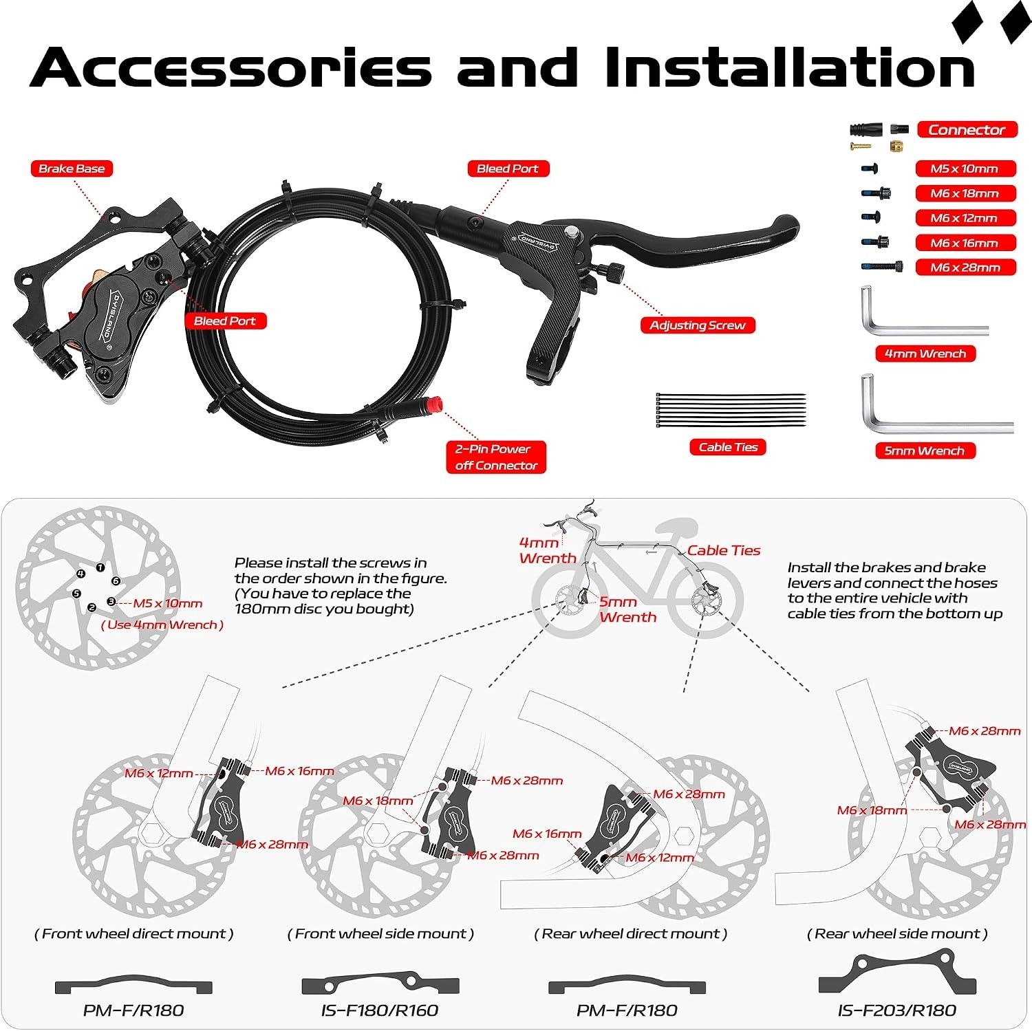 Sensor-Controlled E-Bike Brakes, 3-Pin Waterproof Connector