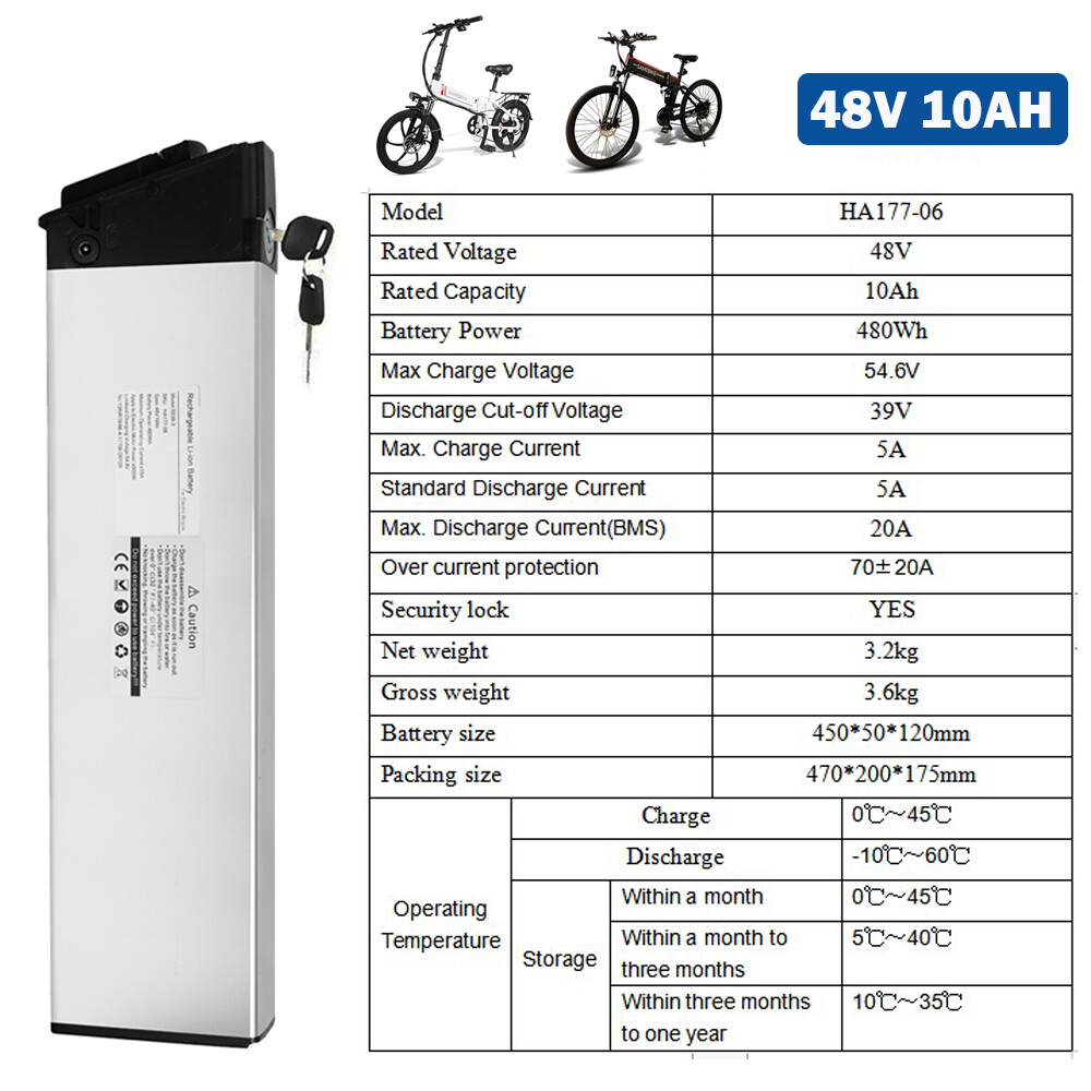 E-Bike Battery 48V 10AH Electric Bike Bicycle Lithium Ion Battery for 500W Ebike