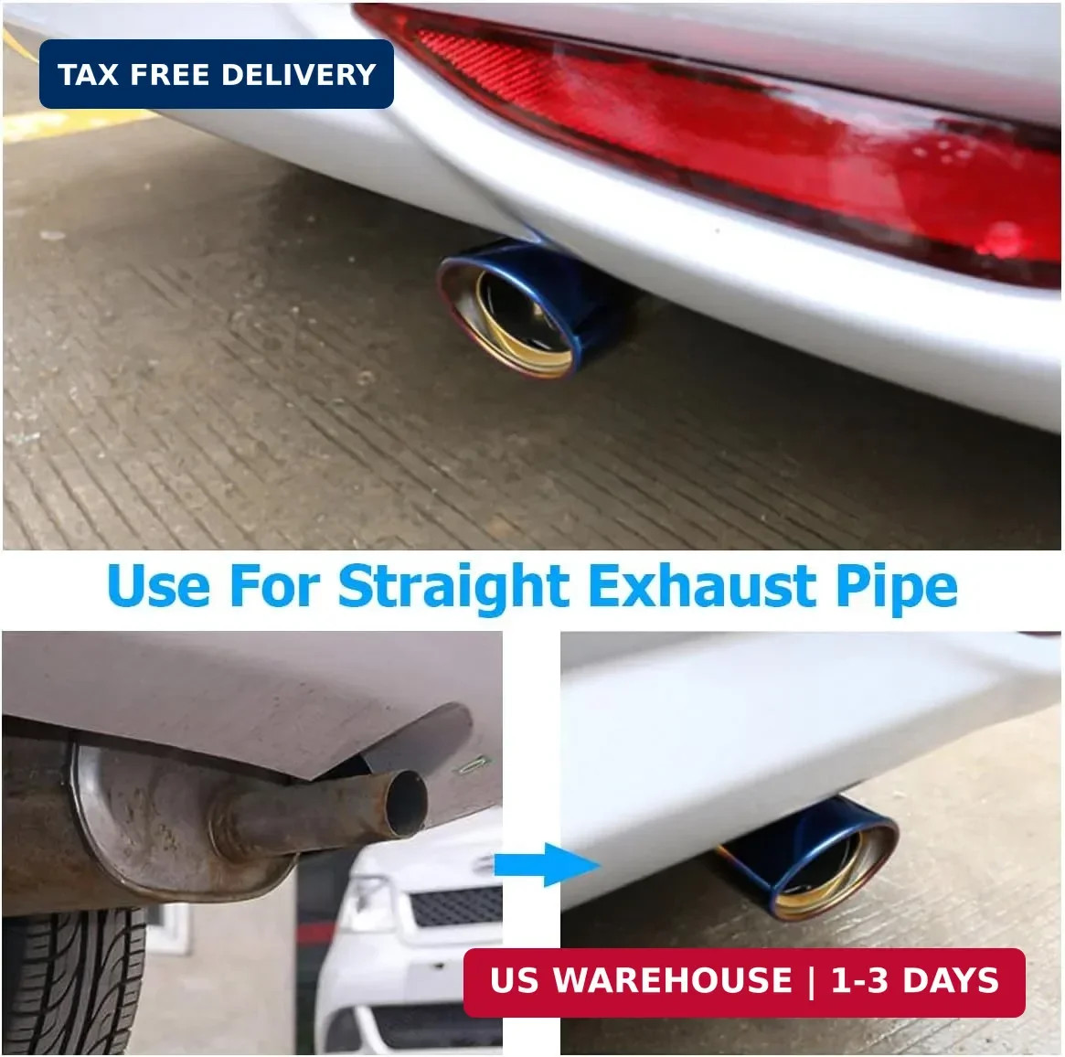 Stainless Steel Car Exhaust Tip, 2.5″ Inlet 3″ Adjustable Chrome-Plated Vehicle