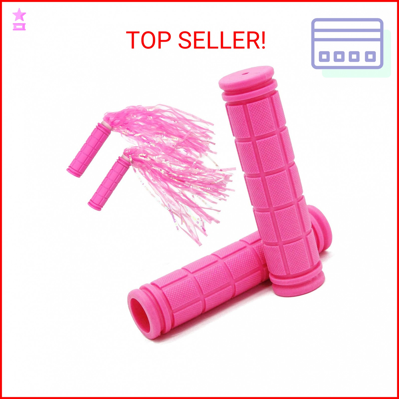 Bike Handle Grips with Tassel Streamers for Girls Boys and Kids, Non-Slip Bicycl