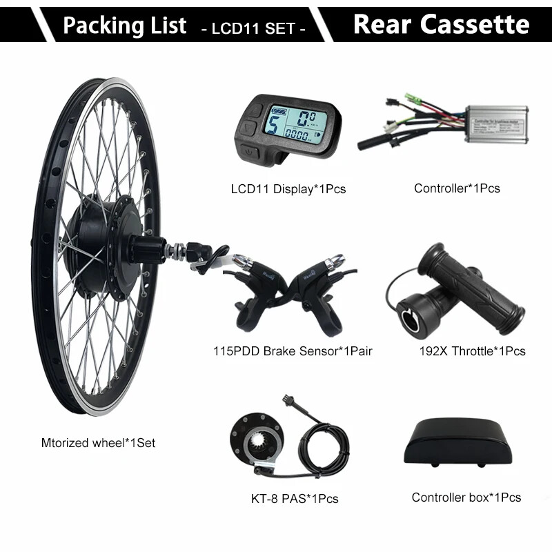 250W/350W/500W 36V 48V E-bike Conversion Kit Rear Cassette Wheel Hub Motor Kit